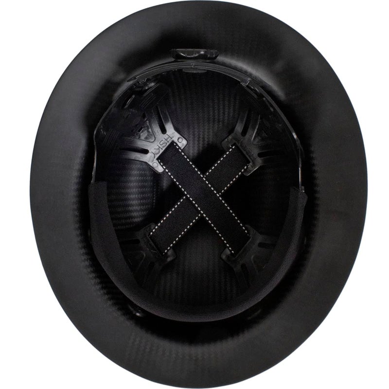 PIP Wolfjaw  Full Brim Smooth Dome Hard Hat with Glossy Carbon Fiber Shell  8-Point Riveted Textile Suspension  Wheel-Ratchet Adjustment  Black (280-HP1471R-11) - Image 2